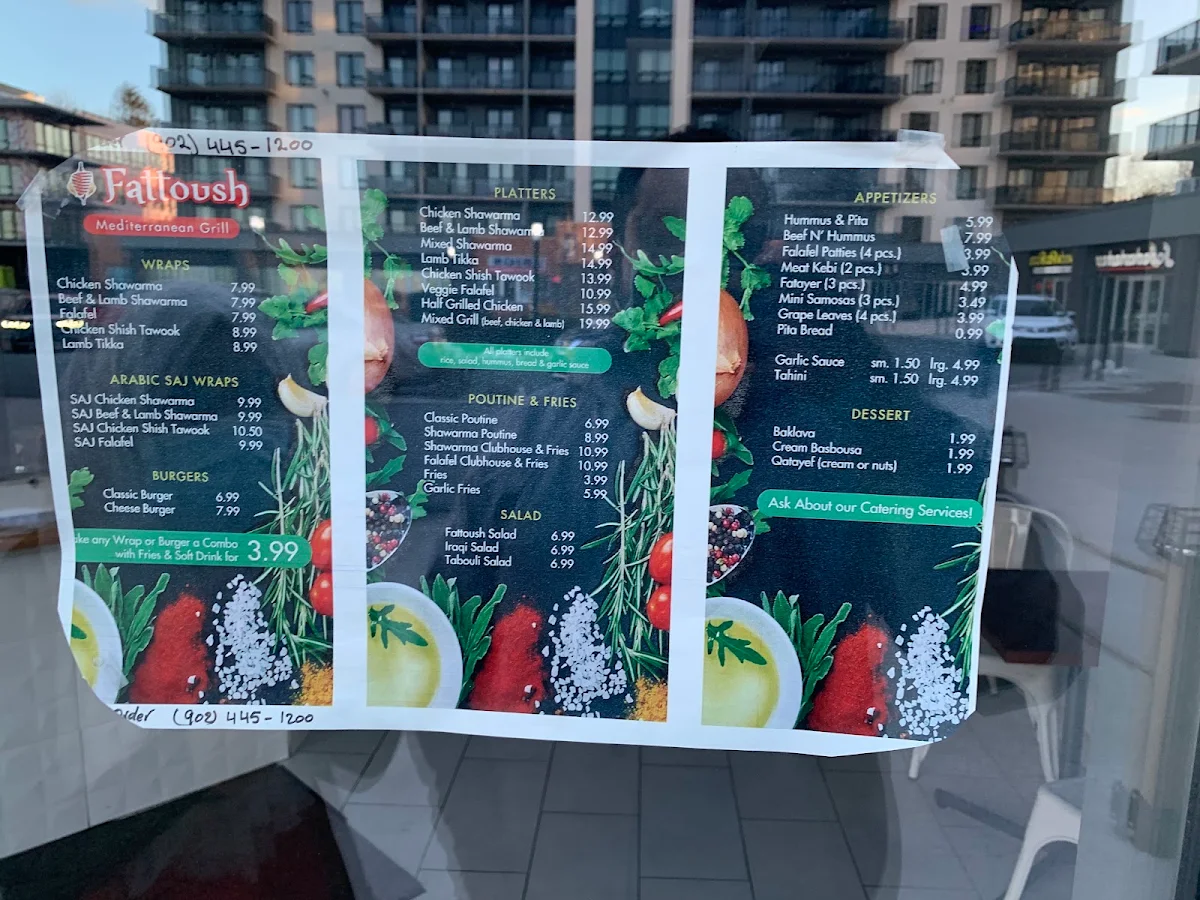 Menu, Fattoush Mediterranean Grill
