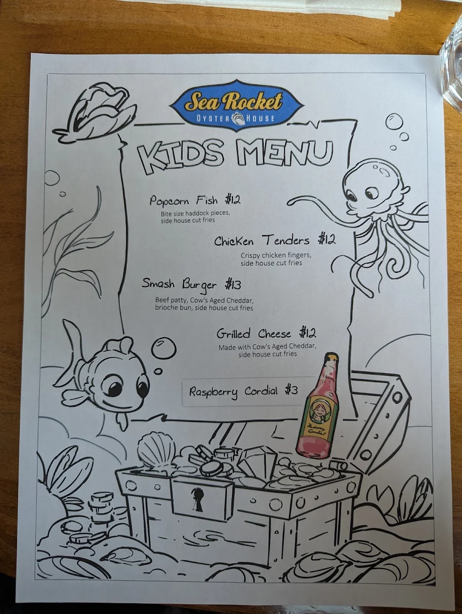 Menu, Sea Rocket Oyster House