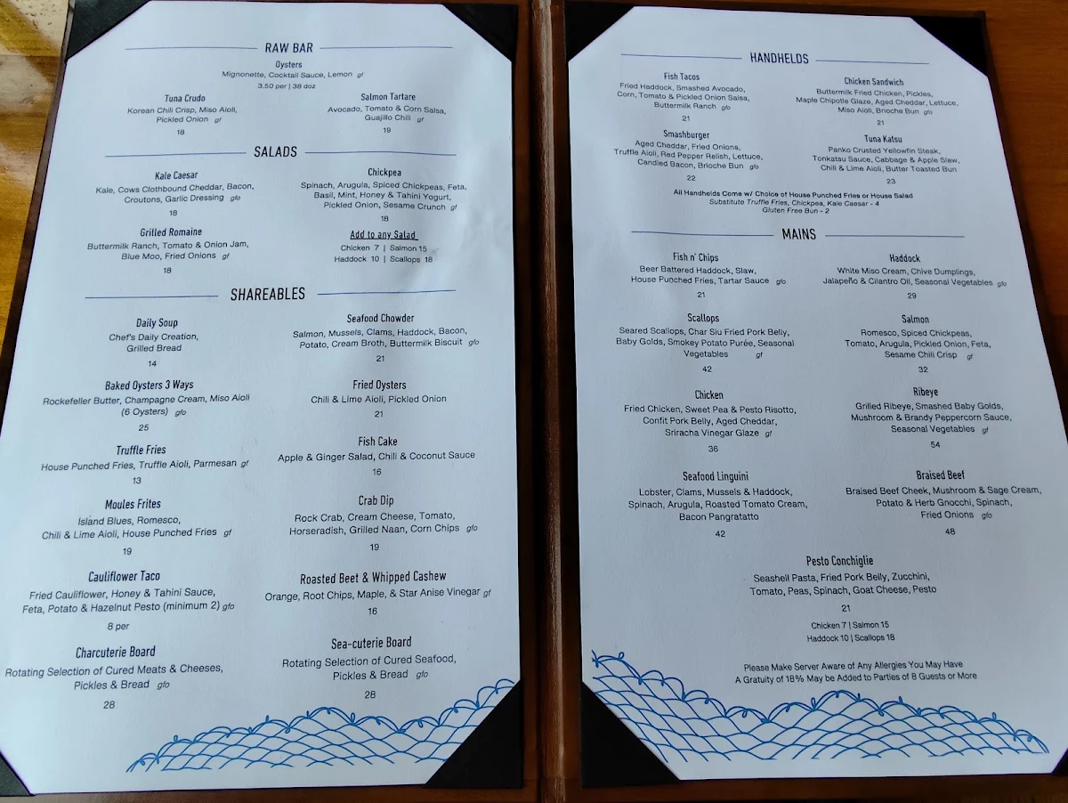 Menu, Sea Rocket Oyster House
