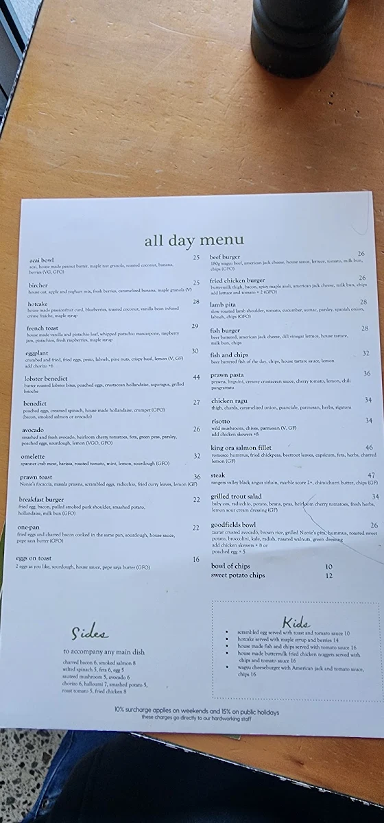 Menu, Goodfields Eatery