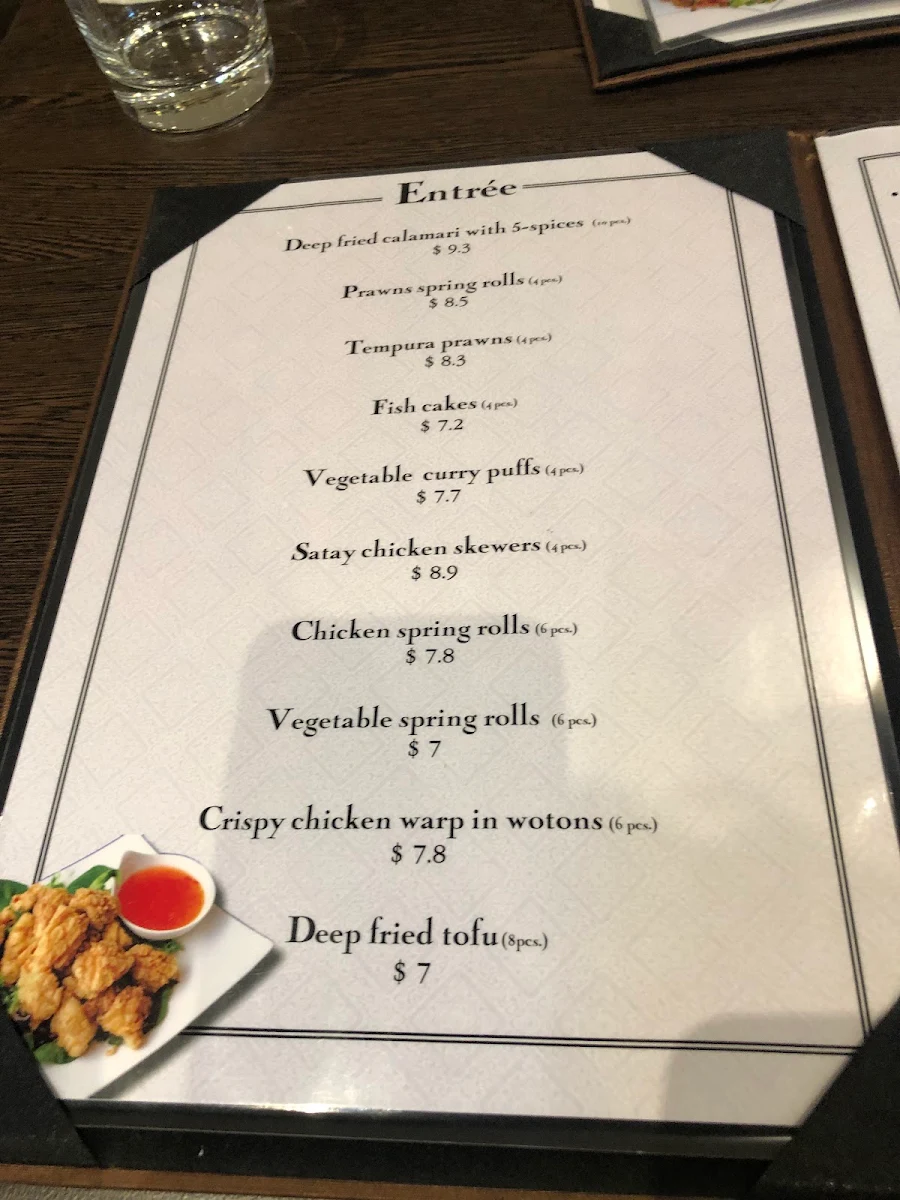 Menu, TubTim Thai Cuisine