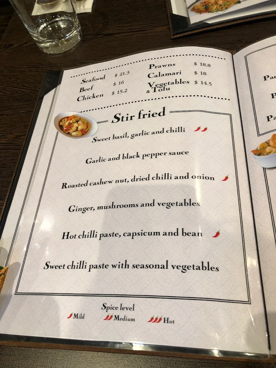 Menu, TubTim Thai Cuisine