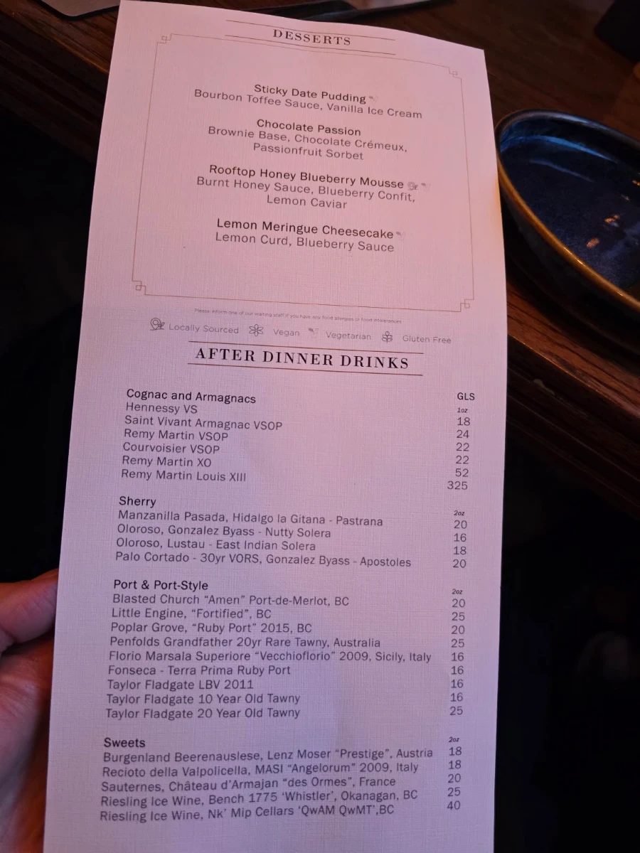 Menu, THE WILDFLOWER