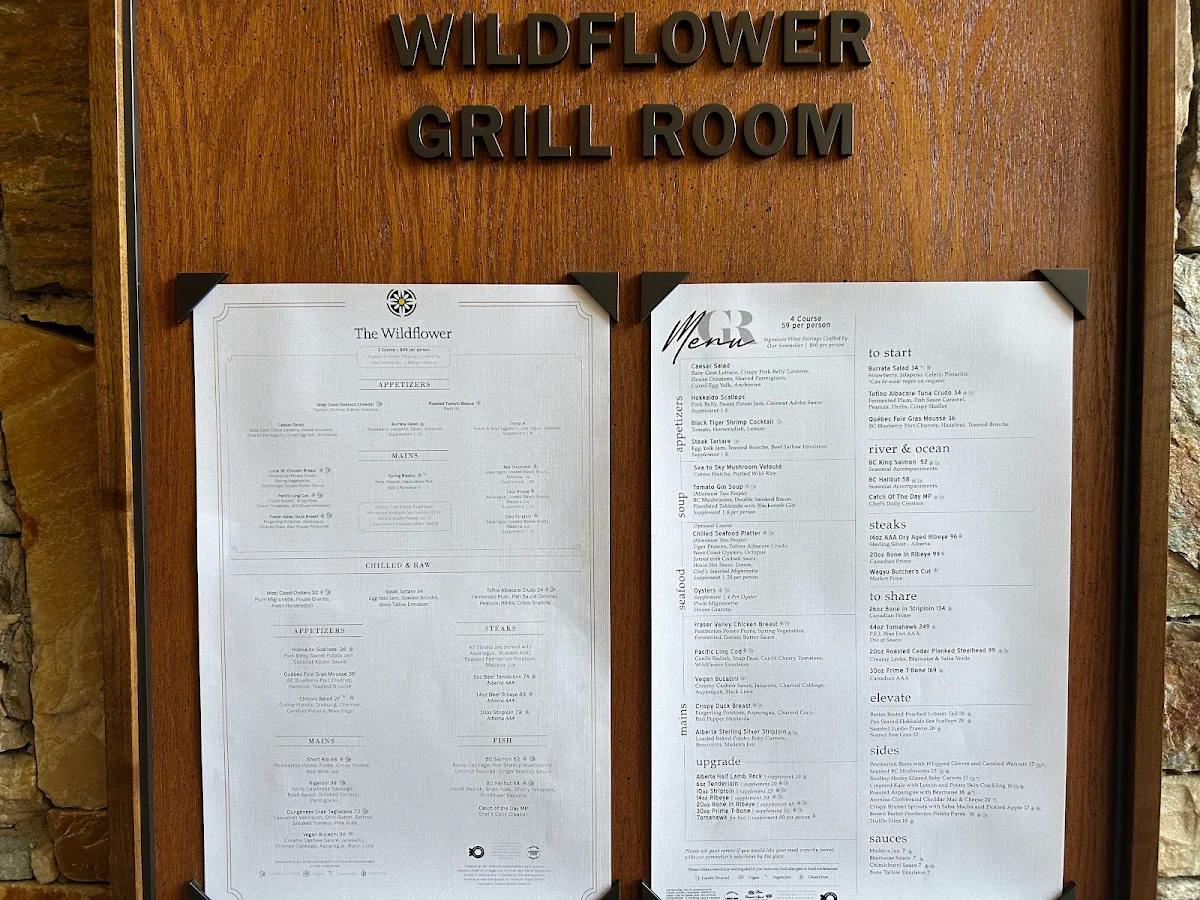 Menu, THE WILDFLOWER