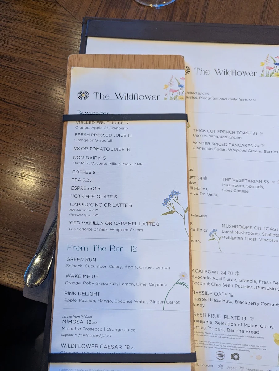 Menu, THE WILDFLOWER