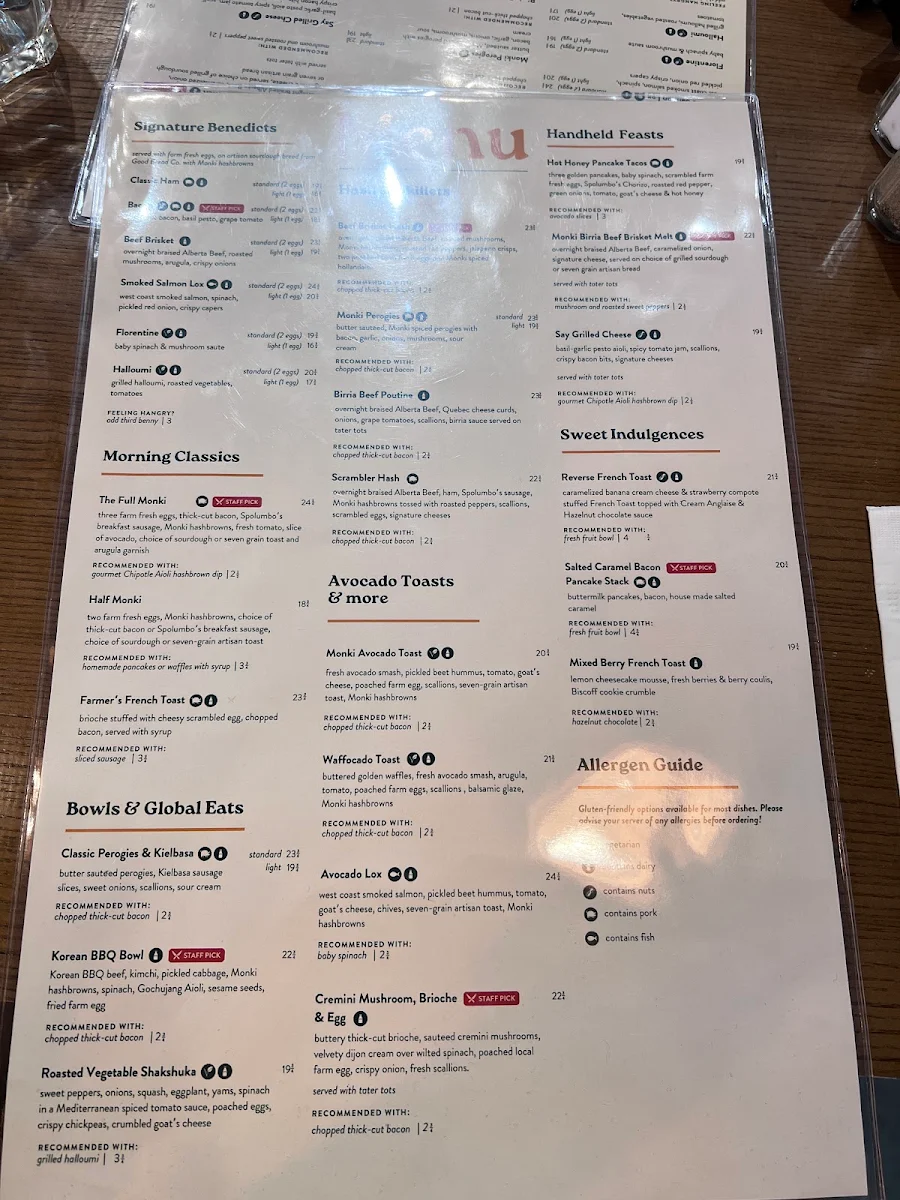 Menu, Monki Breakfast Club & Bistro Greenwich