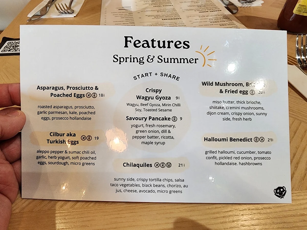 Menu, Monki Breakfast Club & Bistro Greenwich