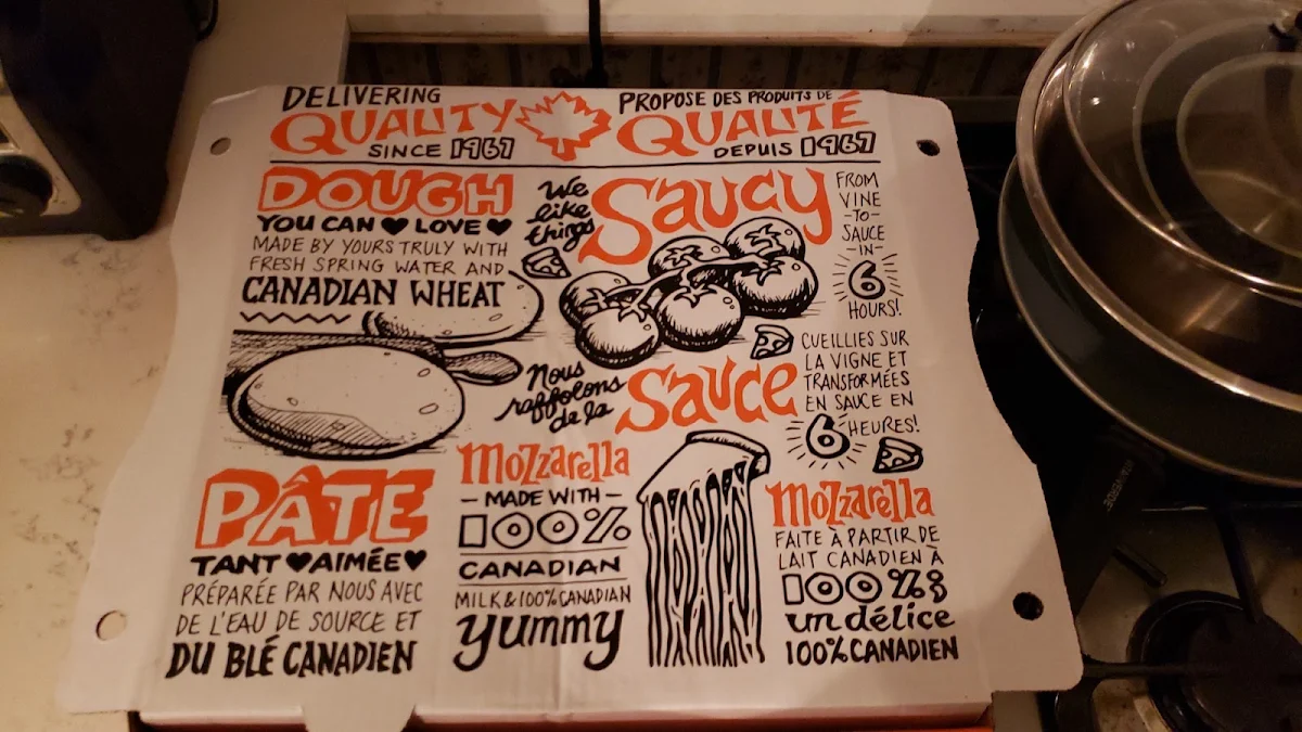 Menu, Pizza Pizza