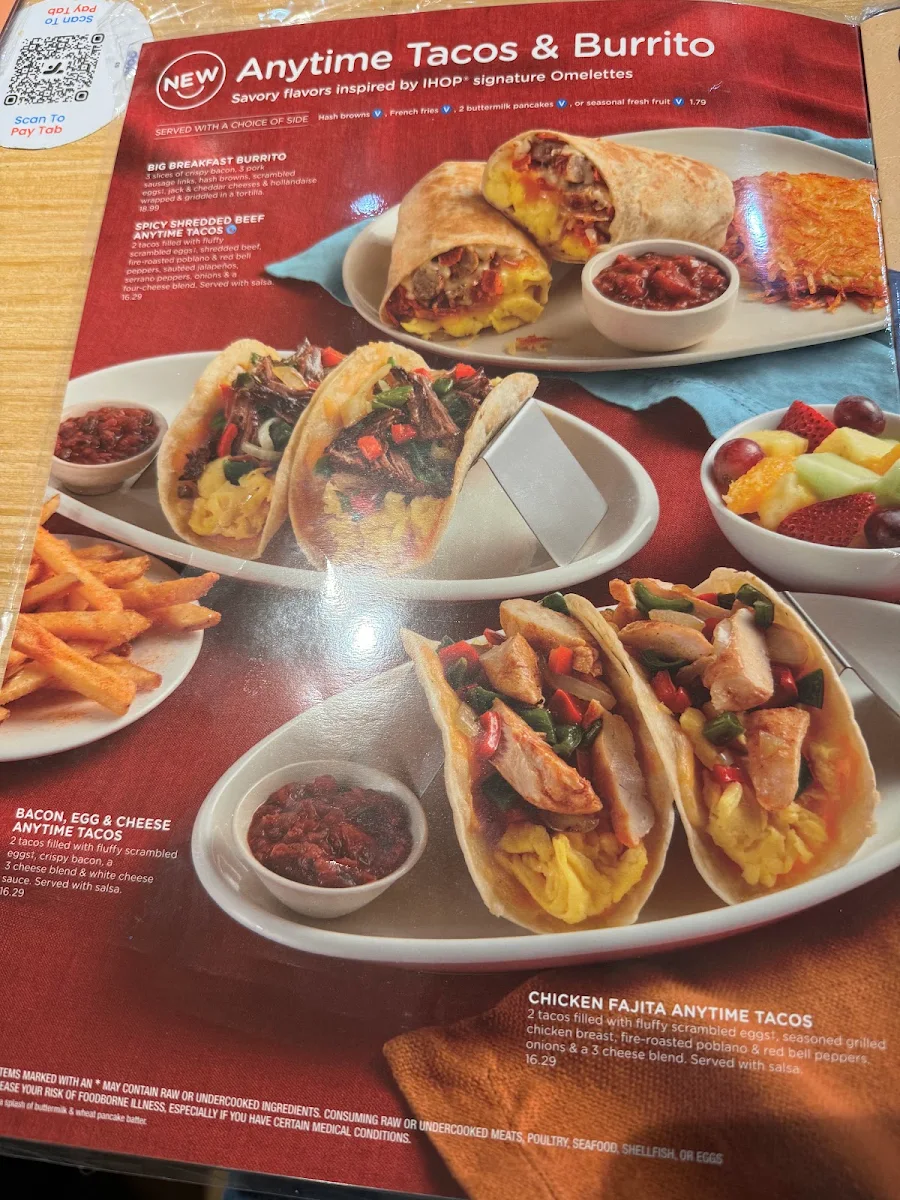 Menu, IHOP