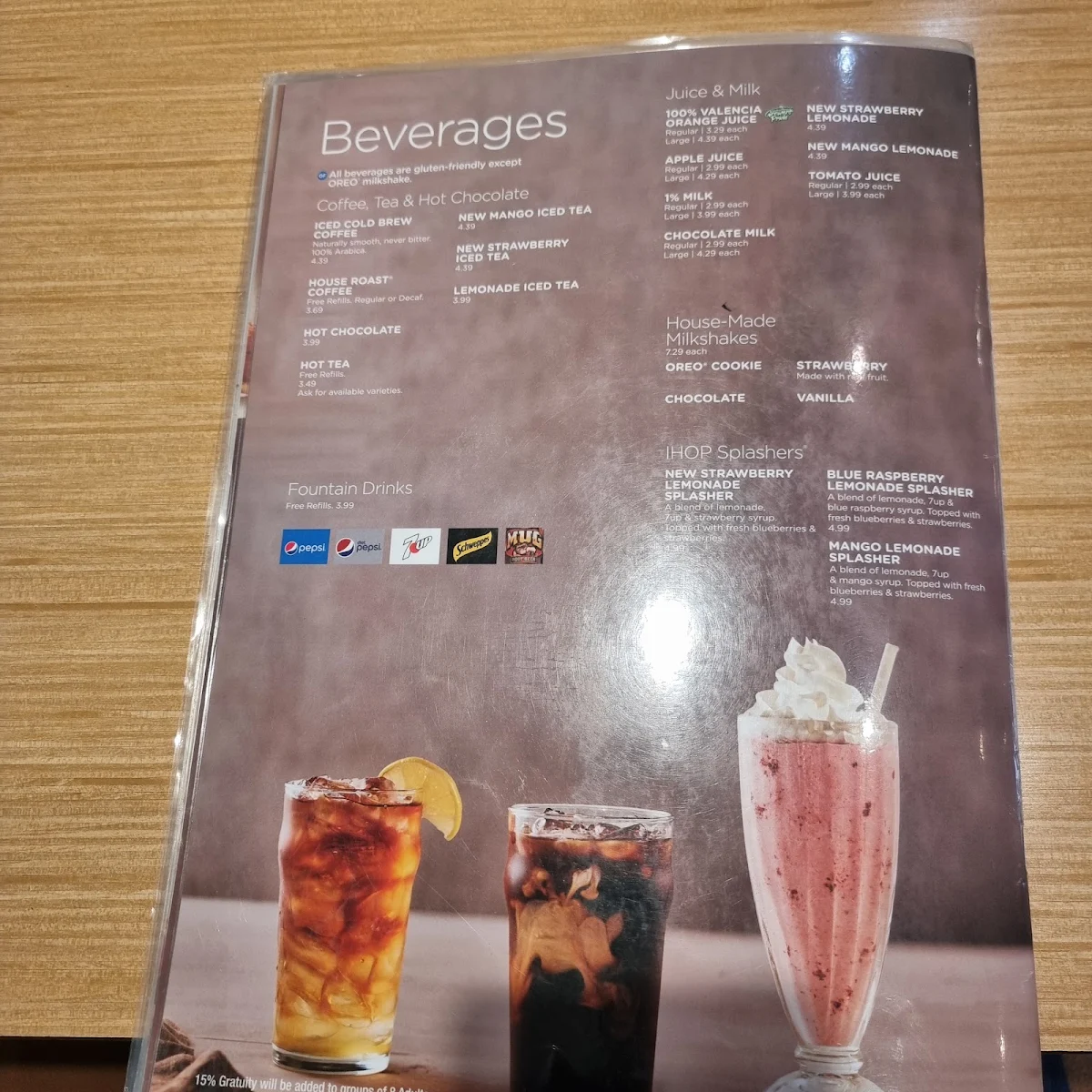 Menu, IHOP