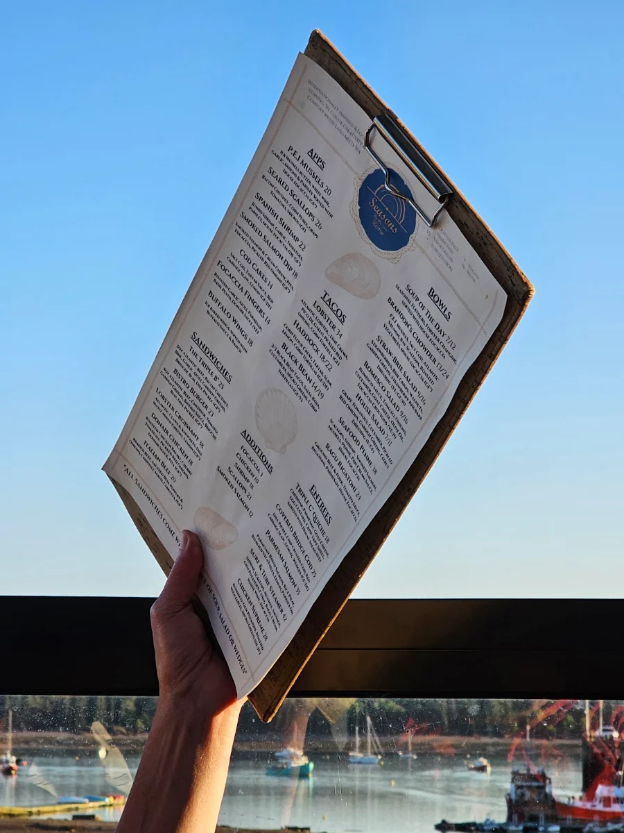 Menu, Seasons By the Sea Bistro