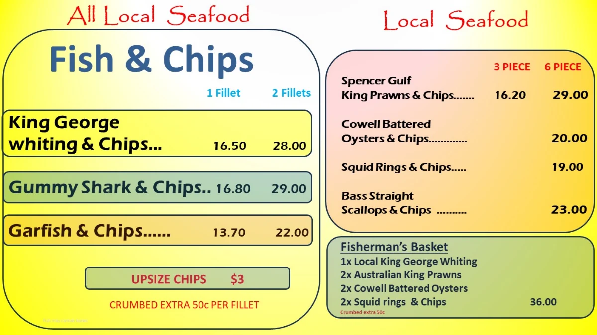 Menu, The salty camel