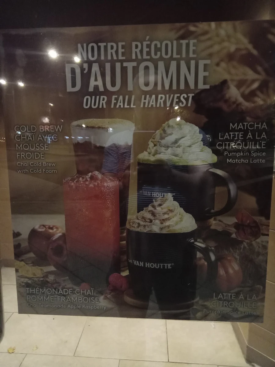 Menu, Café Van Houtte