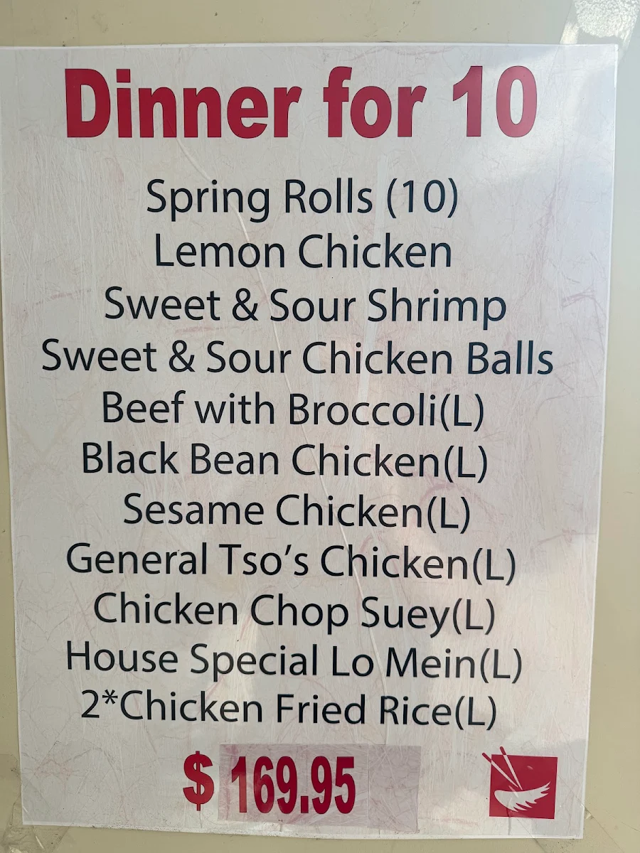 Menu, Win Chinese Food