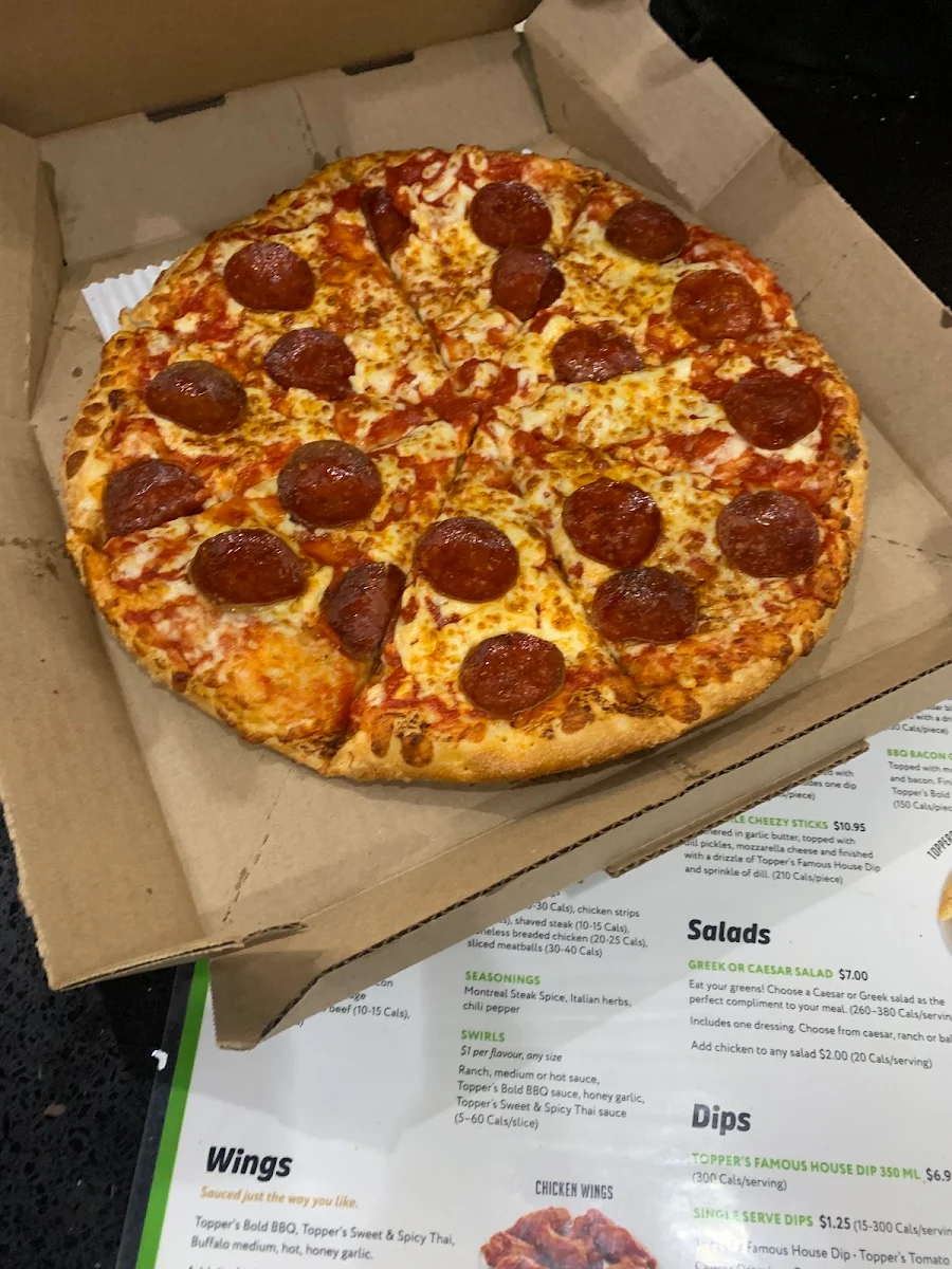 Menu, Topper's Pizza — Stittsville