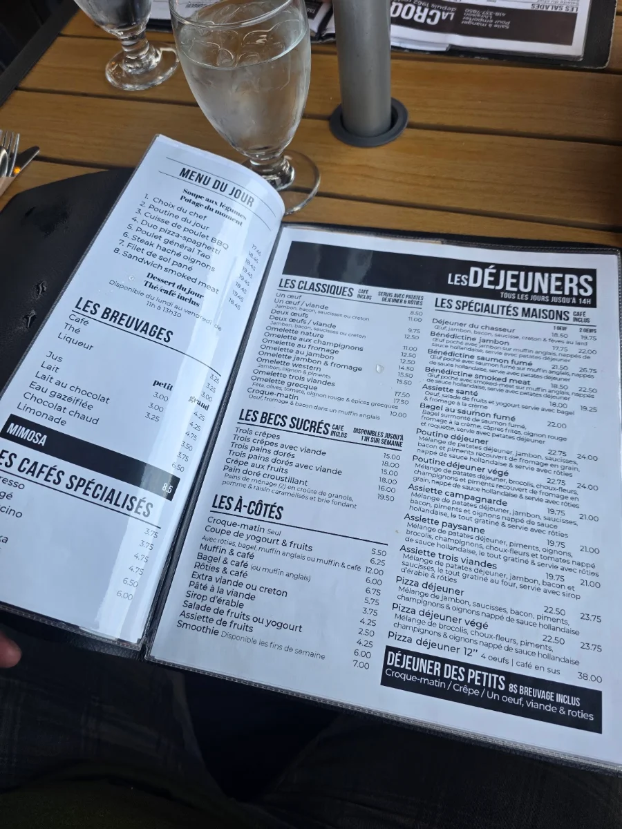 Menu, Restaurant La Croquée