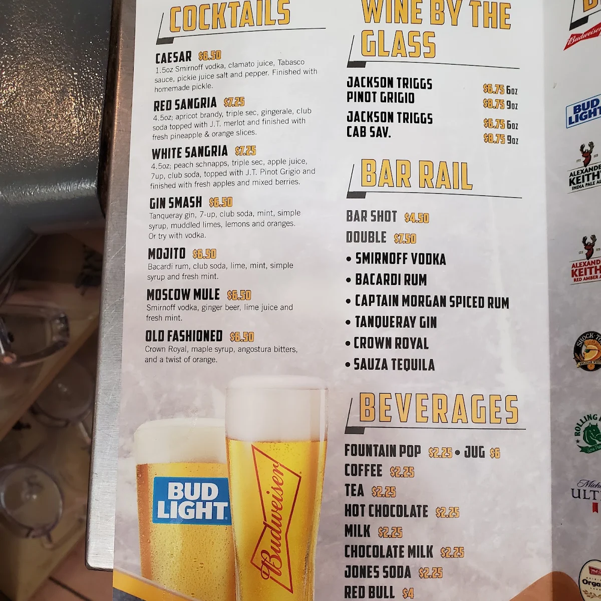 Menu, Icebreakers Sports Bar & Grill