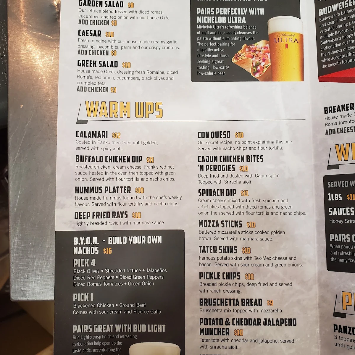 Menu, Icebreakers Sports Bar & Grill