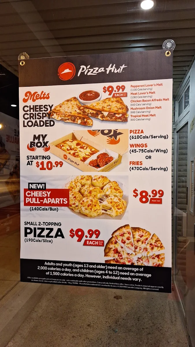 Menu, Pizza Hut