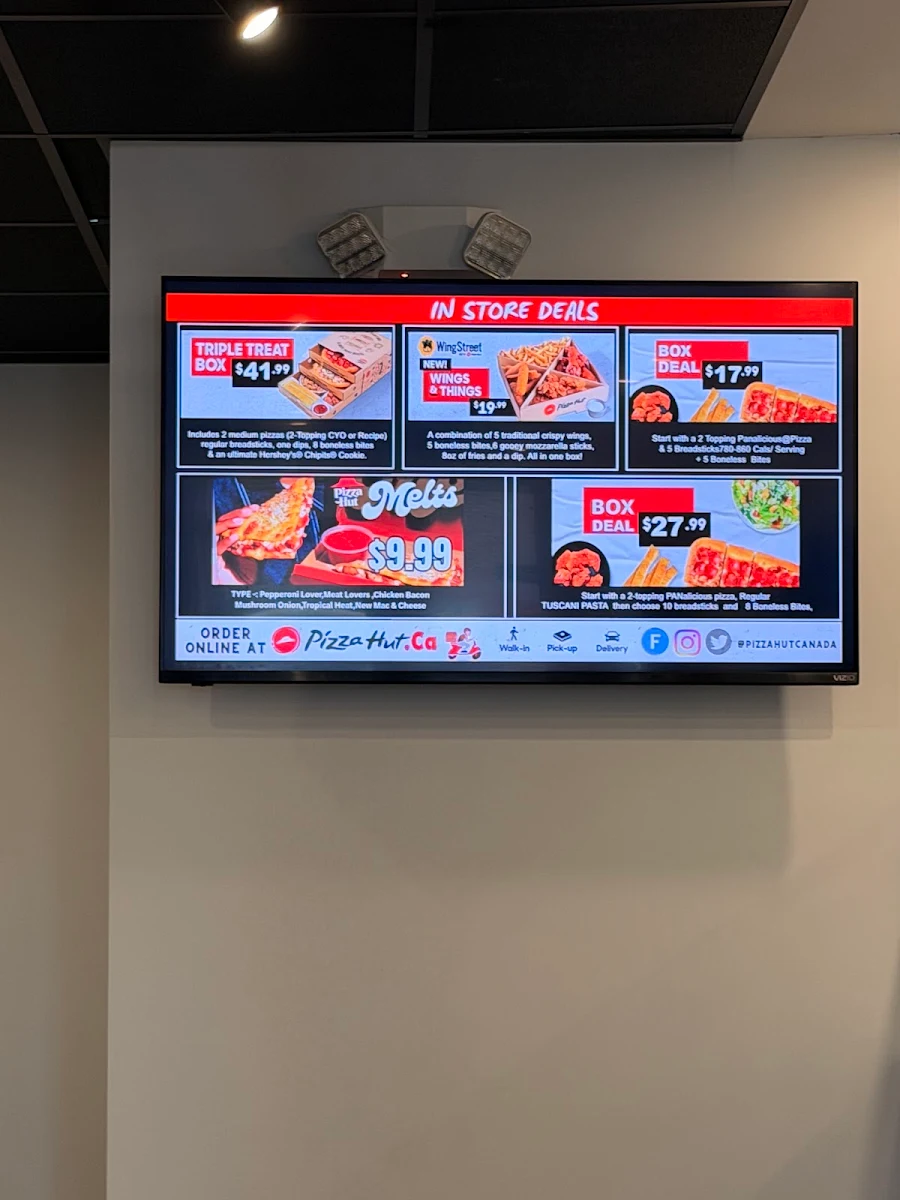Menu, Pizza Hut