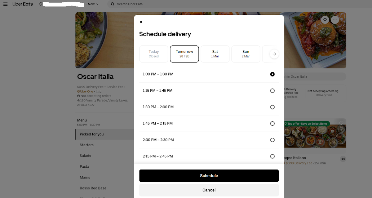 Menu, Oscar Italia