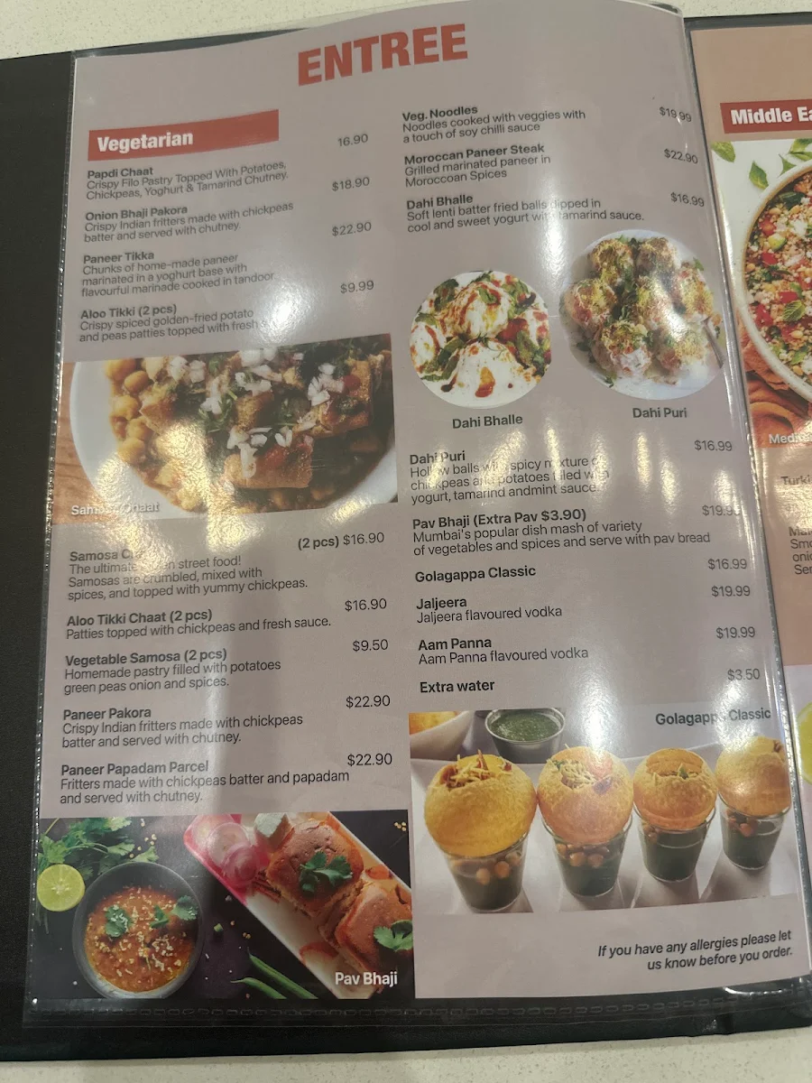 Menu, Tandoor Indian Cuisine