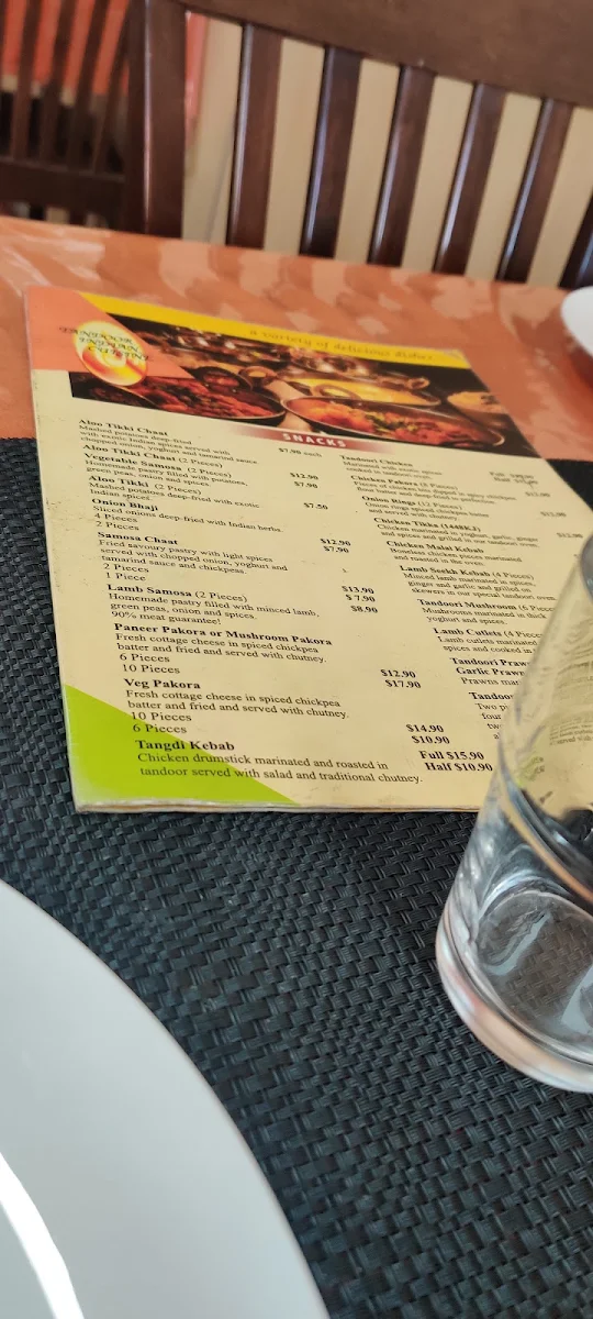 Menu, Tandoor Indian Cuisine