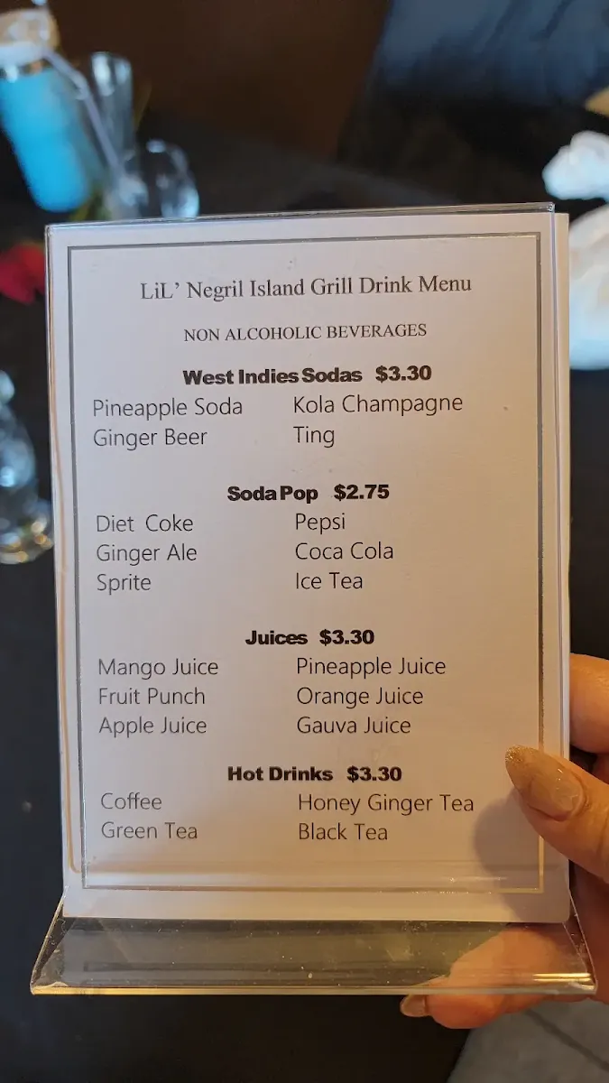 Menu, Lil' Negril Island Grill