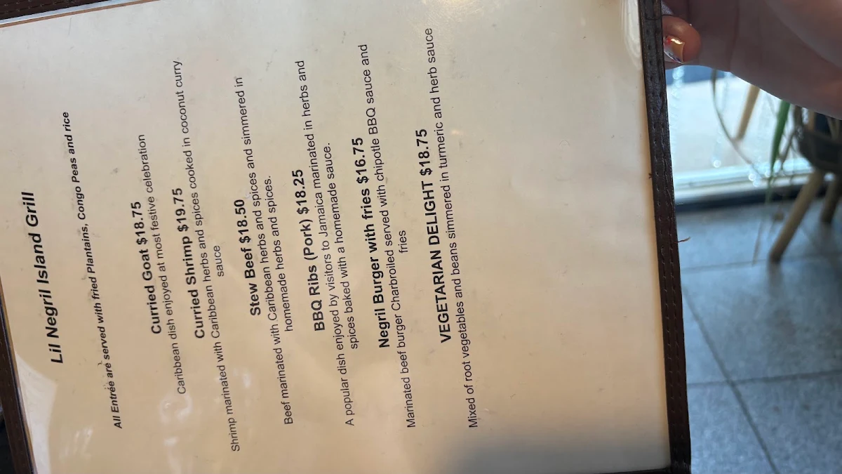 Menu, Lil' Negril Island Grill