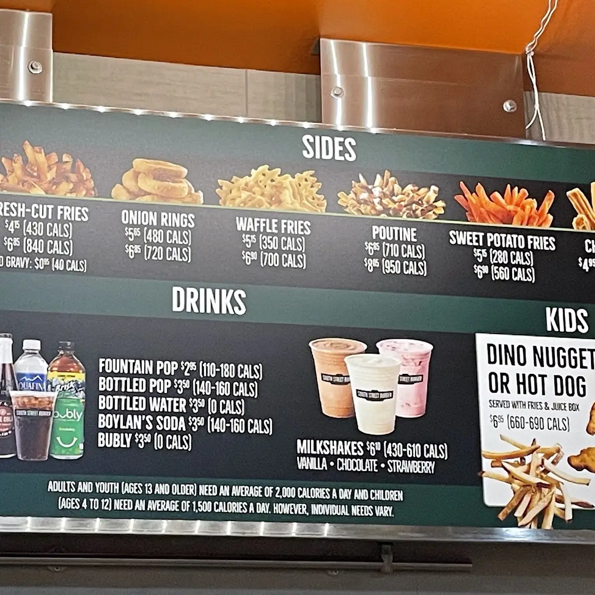 Menu, South St. Burger