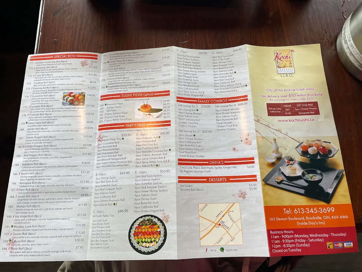 Menu, Kochi Sushi Japanese Restaurant