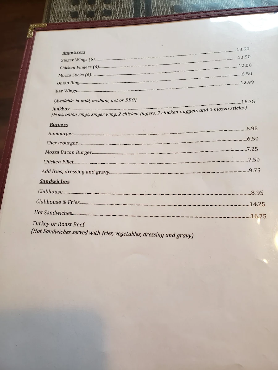 Menu, Harbour View Take Out
