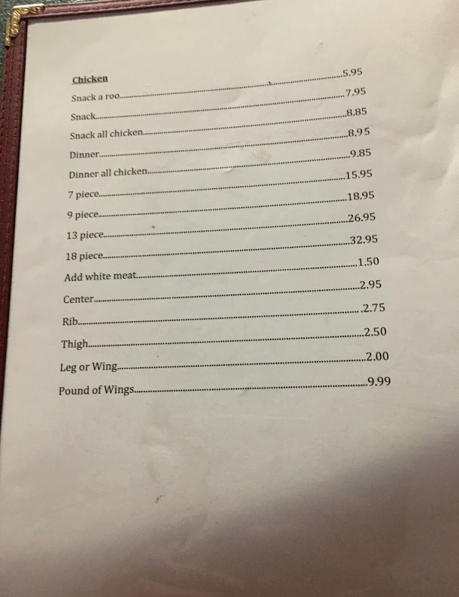 Menu, Harbour View Take Out