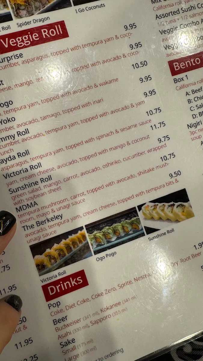 Menu, Hime Sushi