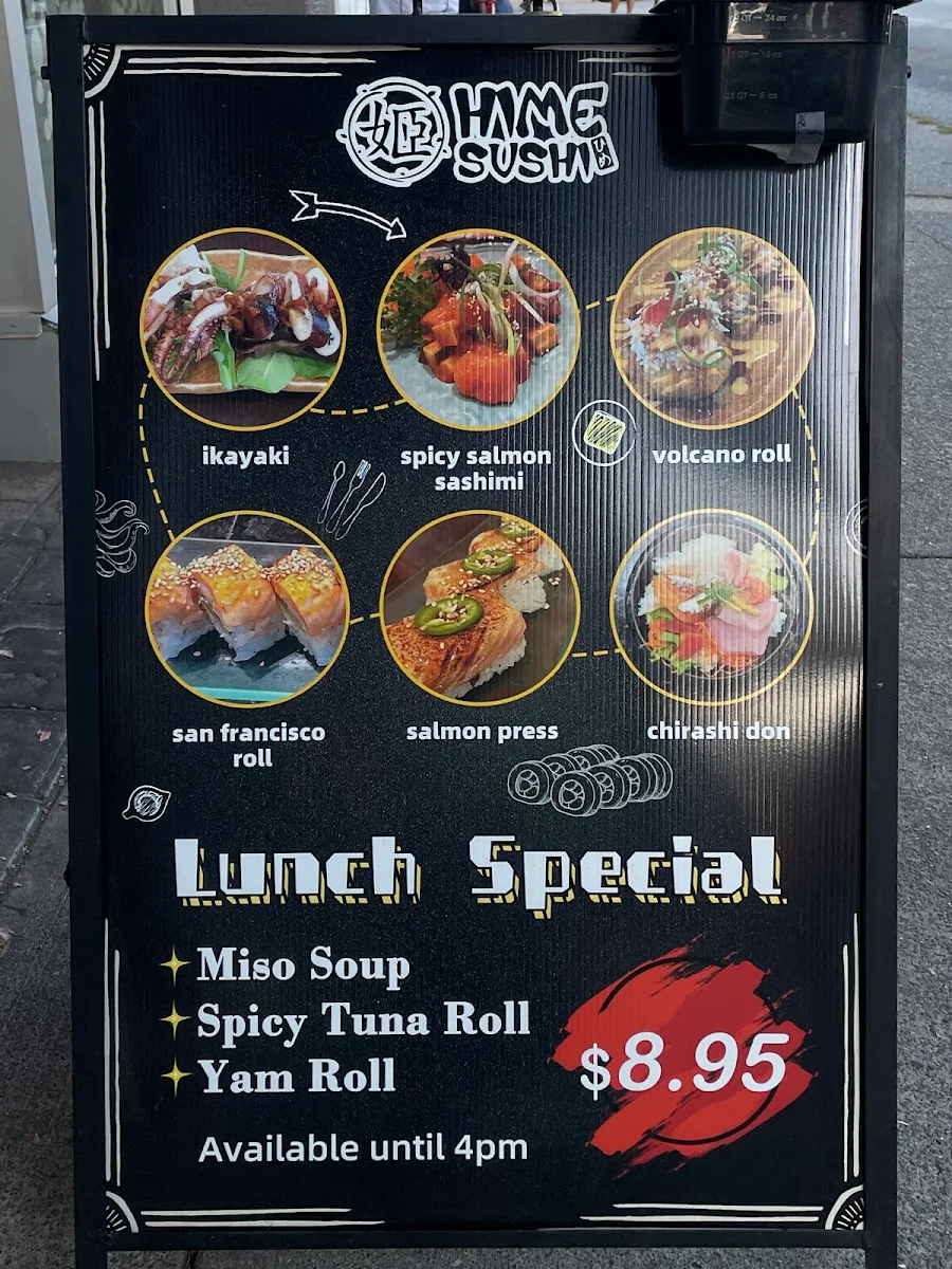 Menu, Hime Sushi