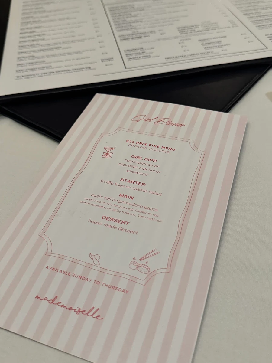 Menu, Mademoiselle Raw Bar + Grill