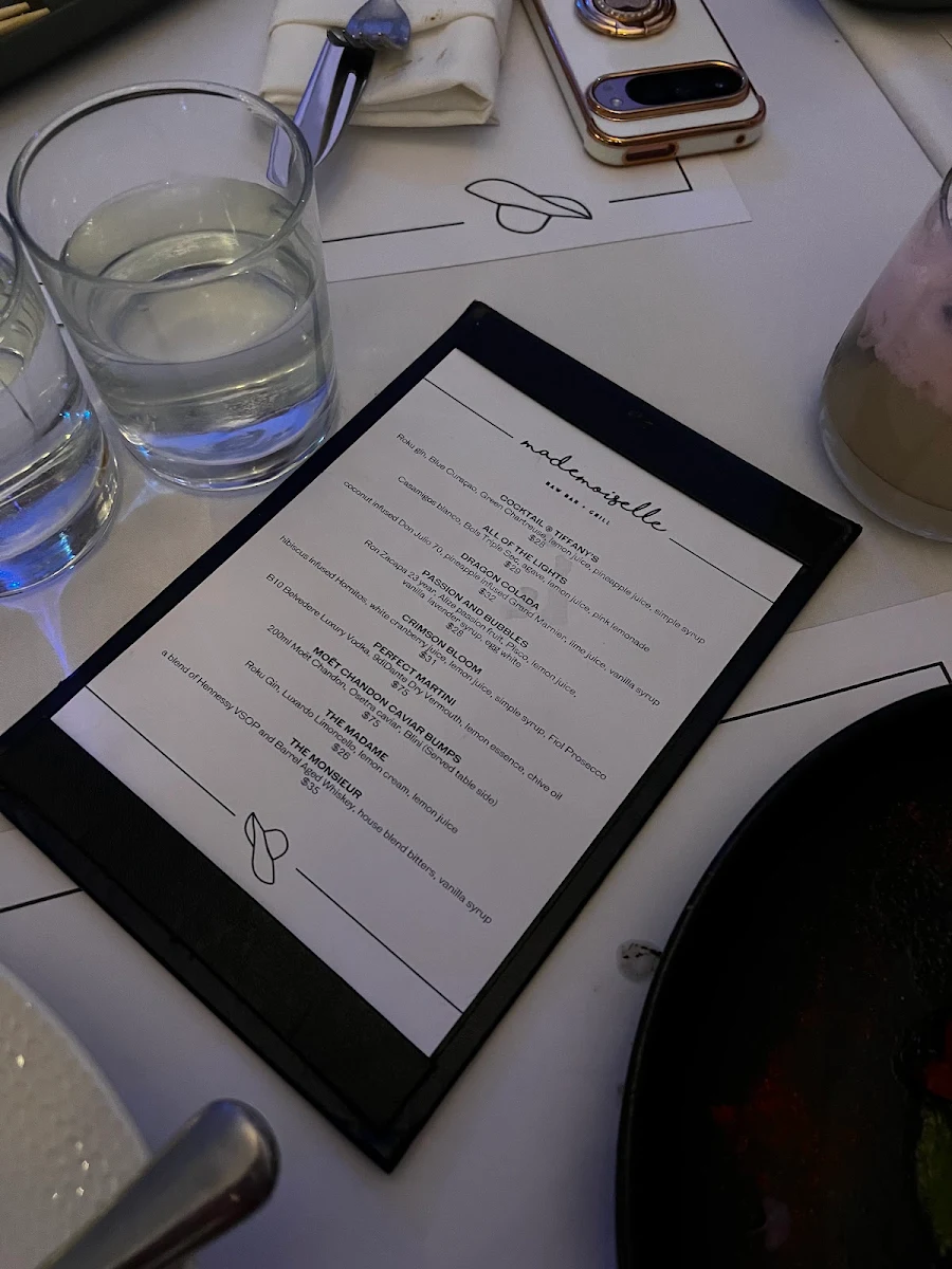 Menu, Mademoiselle Raw Bar + Grill
