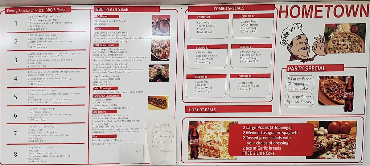 Menu, Hometown Pizza