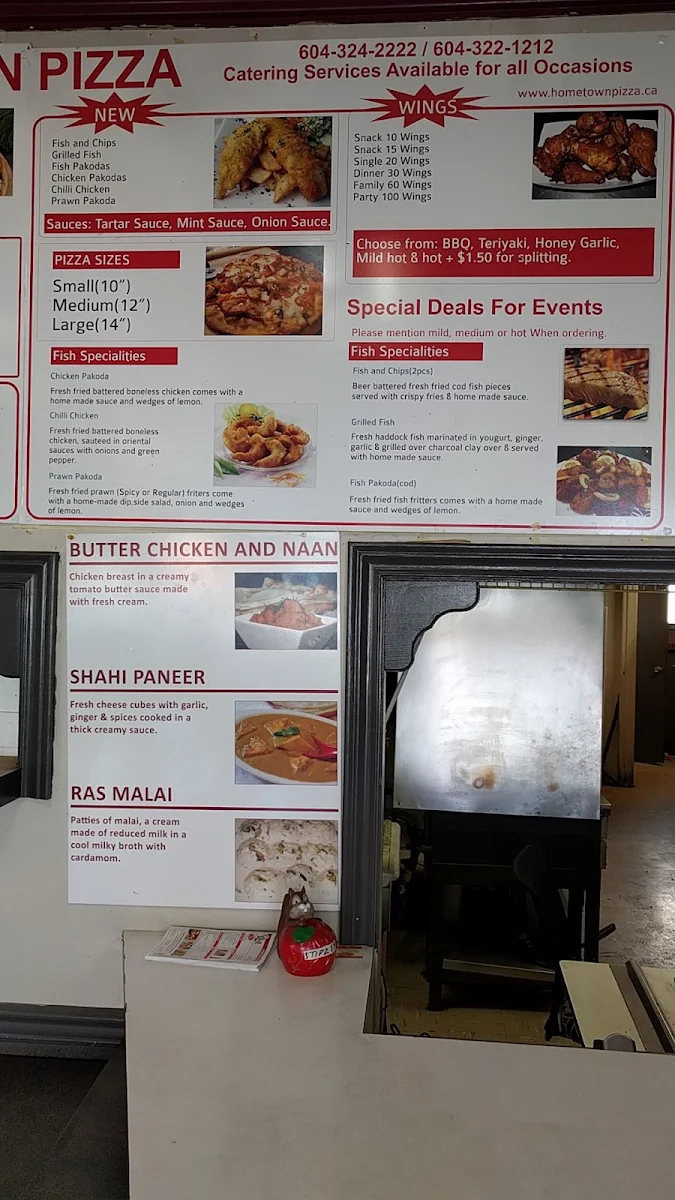 Menu, Hometown Pizza