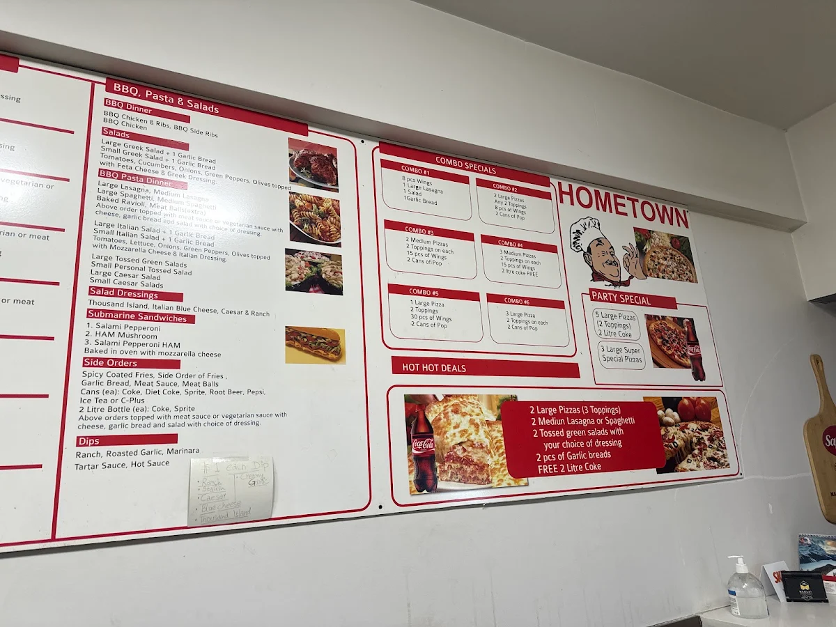 Menu, Hometown Pizza