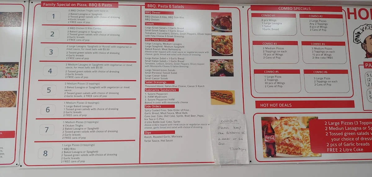 Menu, Hometown Pizza