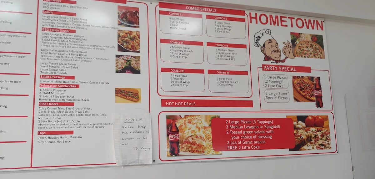 Menu, Hometown Pizza