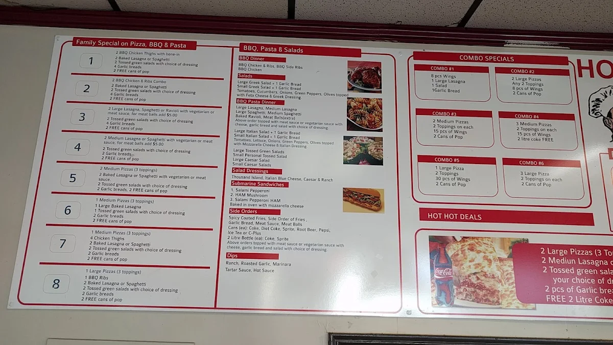 Menu, Hometown Pizza