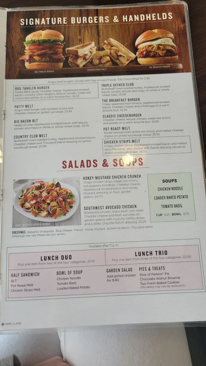 Menu, Perkins American Food Co.
