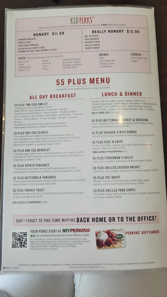 Menu, Perkins American Food Co.