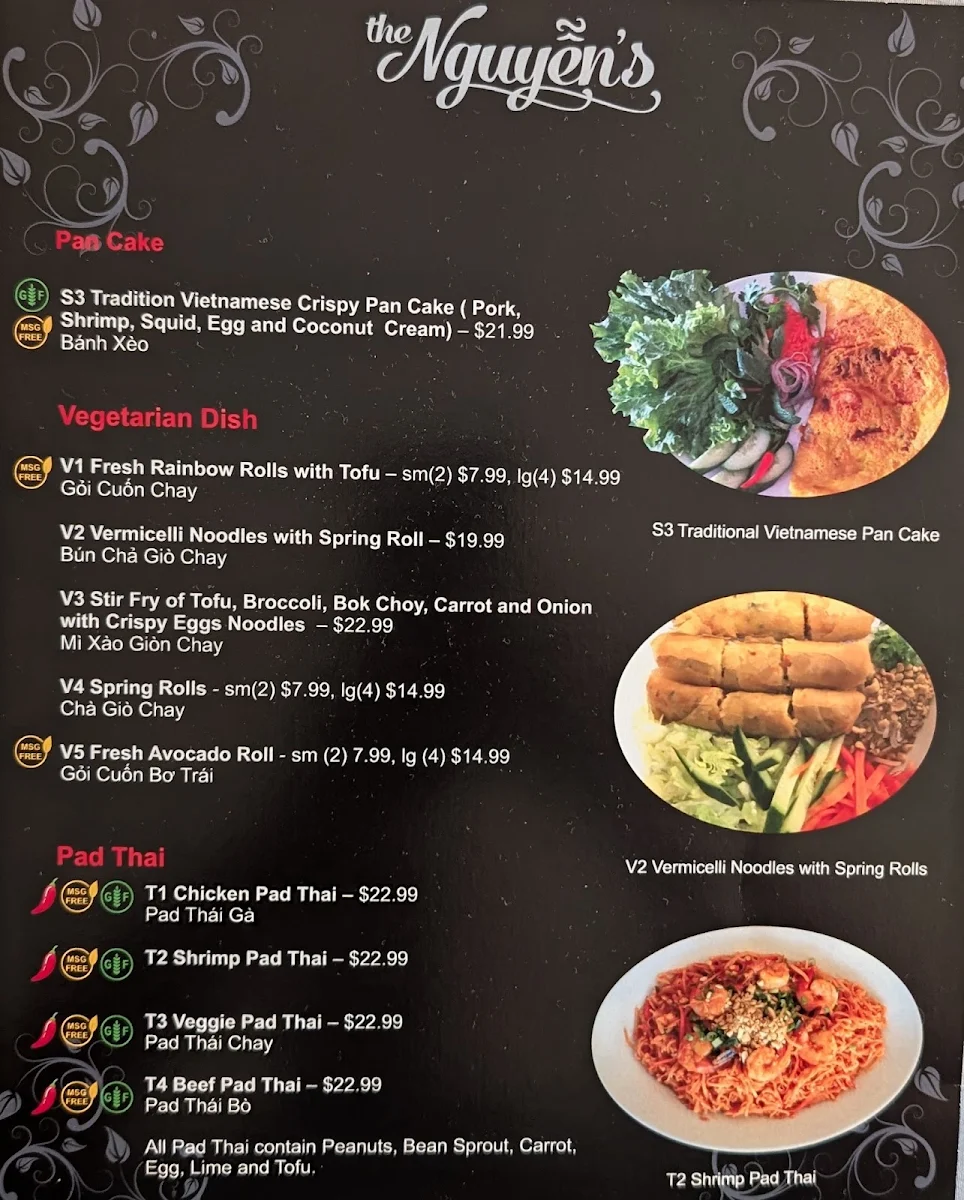 Menu, The Nguyen's Vietnamese Family Restaurant