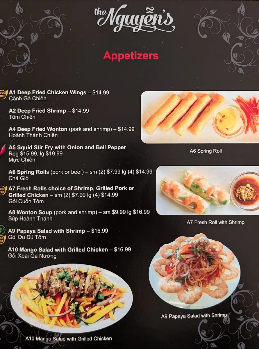 Menu, The Nguyen's Vietnamese Family Restaurant