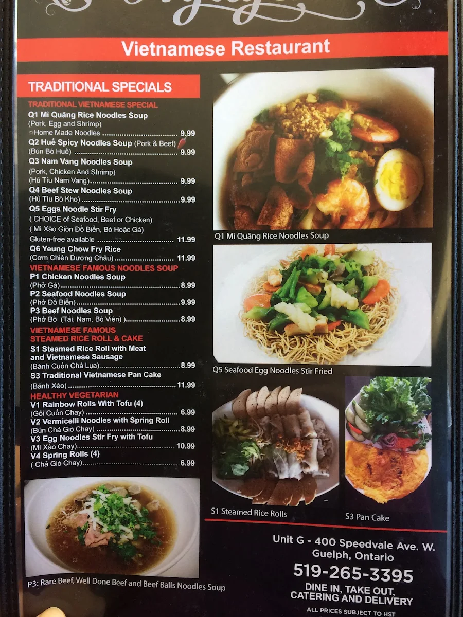 Menu, The Nguyen's Vietnamese Family Restaurant