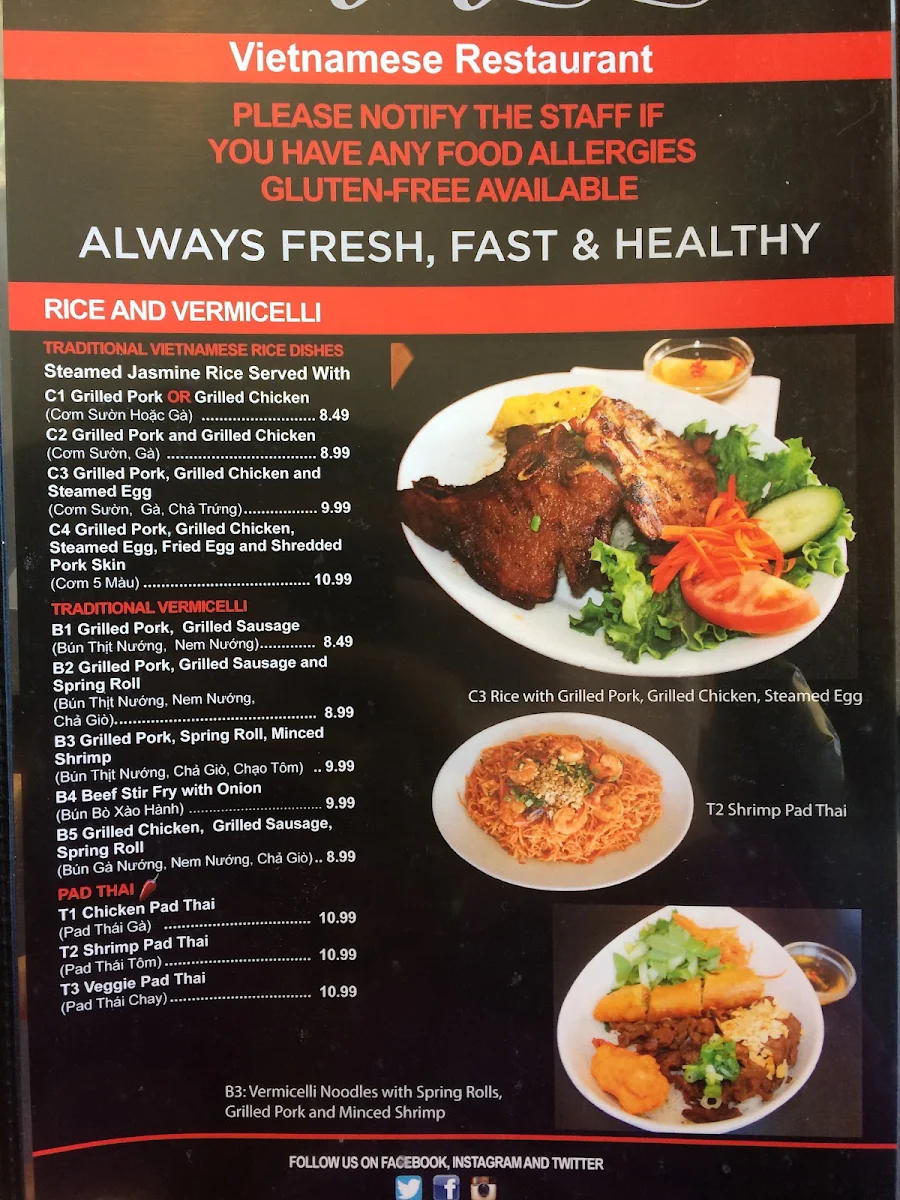 Menu, The Nguyen's Vietnamese Family Restaurant