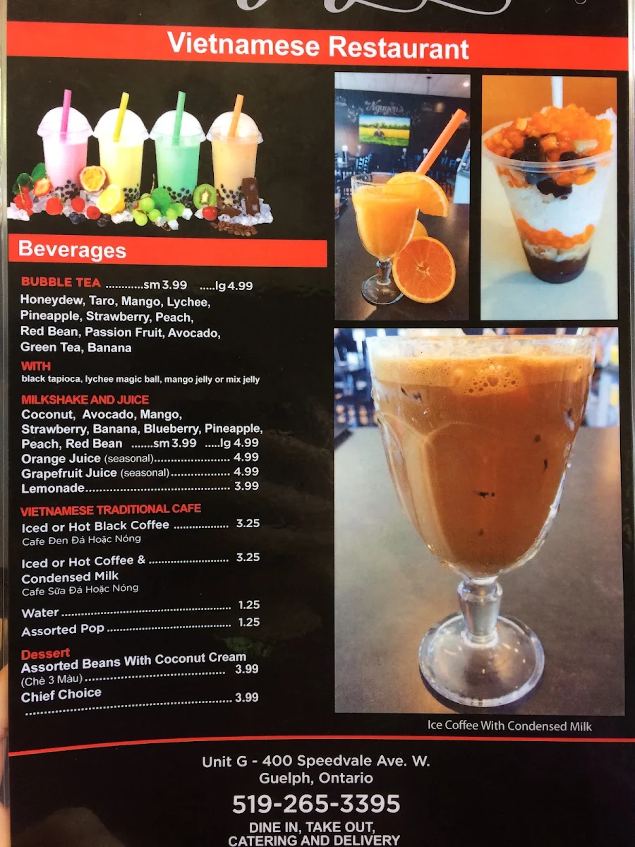 Menu, The Nguyen's Vietnamese Family Restaurant